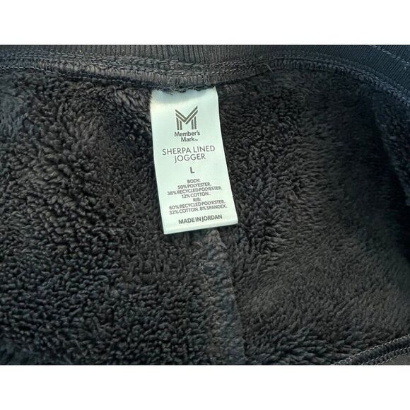 Members Mark Mens Large Black Drawcord Extra Warm Soft Sherpa Lined Jogger NWT - Picture 7 of 7